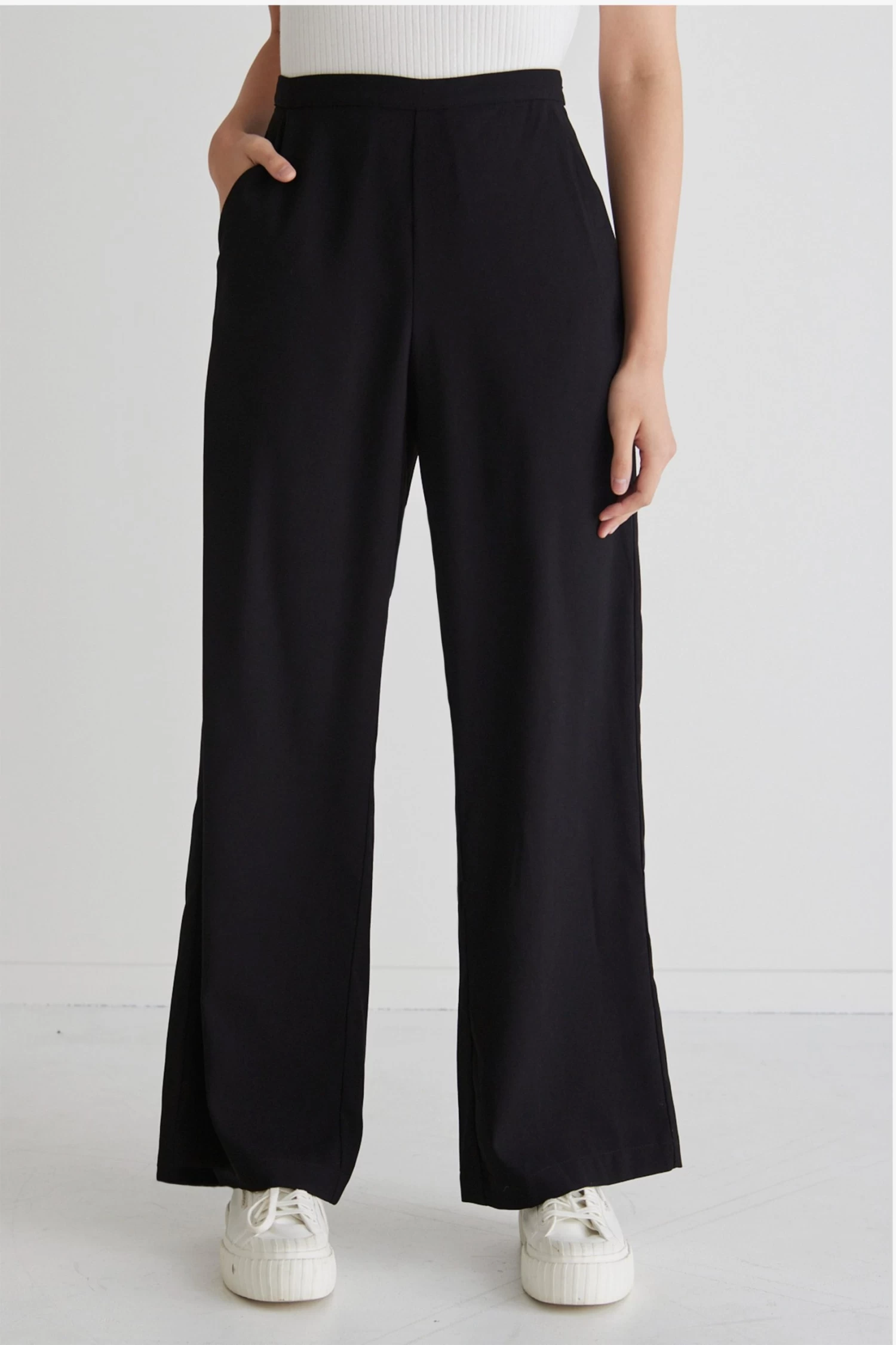 Best Life Black Soft Crepe Wide Leg Pant 4 Best Life Black Soft Crepe Wide Leg Pant - Image 2