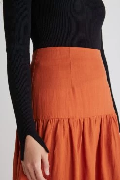 Blazing Spice Linen Tiered Midi Skirt 12 Blazing Spice Linen Tiered Midi Skirt -Fashion Clothing Store blazingskirtspice