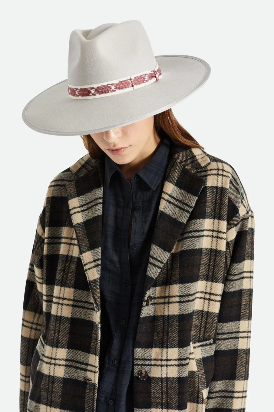 Brixton Jo Rancher Beige Wide Brim Aztec Band Felt Fedora Hat 4 Brixton Jo Rancher Beige Wide Brim Aztec Band Felt Fedora Hat - Image 2