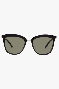 Le Specs Caliente Black Gold Arms Khaki Lens Sunglasses