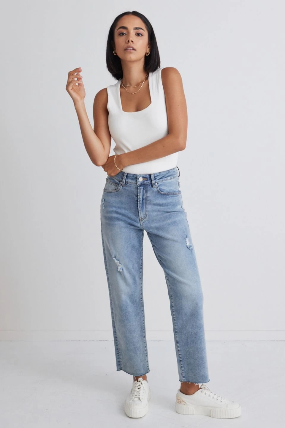 Carlie Straight Leg Distressed Raw Hem Faded Jean 3 Carlie Straight Leg Distressed Raw Hem Faded Jean