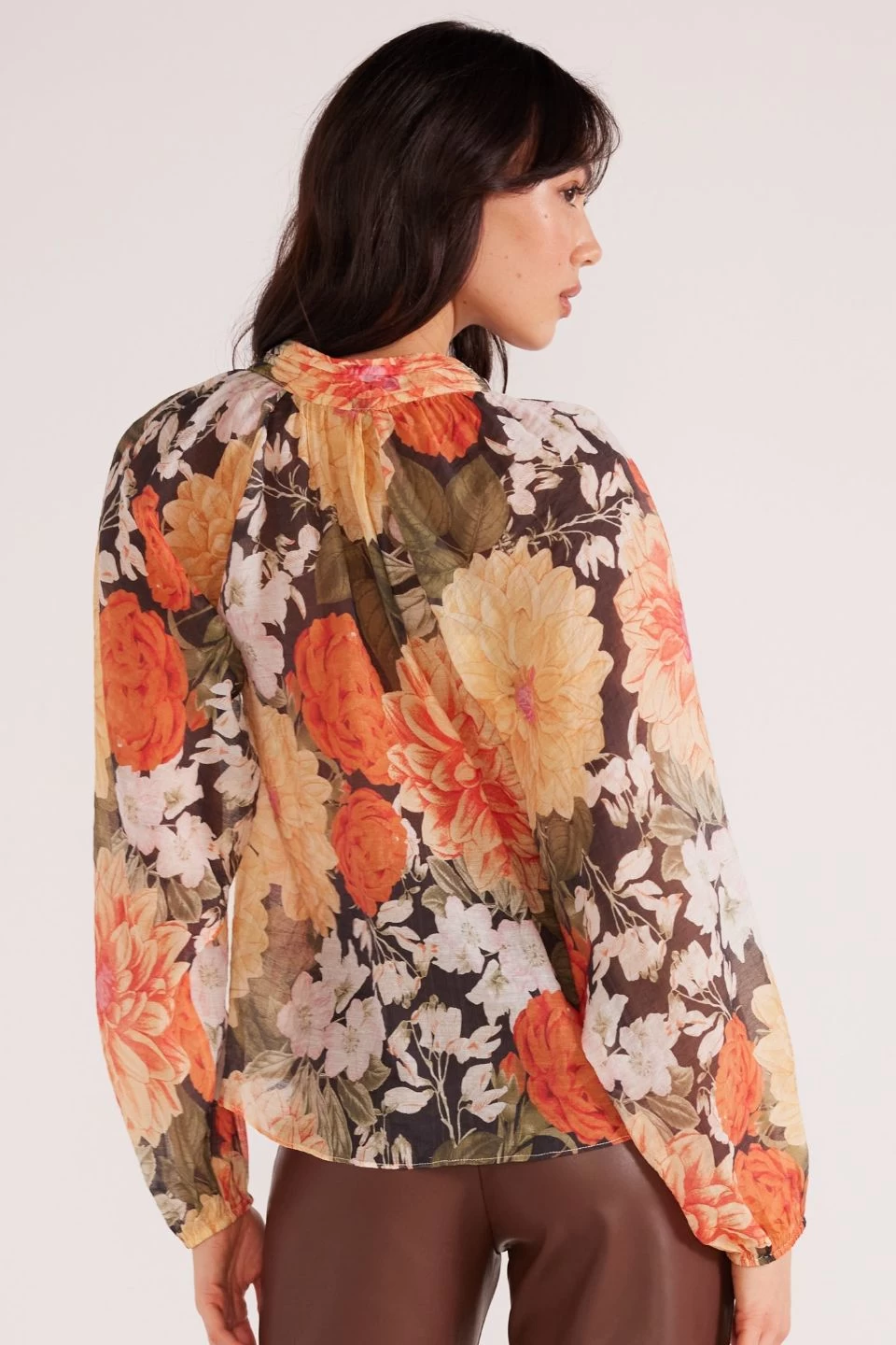 Clementine Orange Vintage Floral LS Blouse 6 Clementine Orange Vintage Floral LS Blouse - Image 4