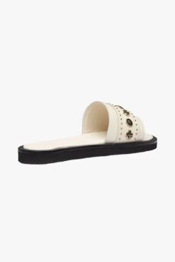 Cleo Off White Leather Slide With Gold Charms -Fashion Clothing Store cleooffwhiteslide3