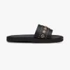 Cleo Black Leather Slide With Gold Charms 1 Cleo Black Leather Slide With Gold Charms -Fashion Clothing Store cleoslidegold3