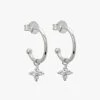 Clover Diamante Sterling Silver Hoop Earrings 1 Clover Diamante Sterling Silver Hoop Earrings -Fashion Clothing Store cloversilverdiamonshoops