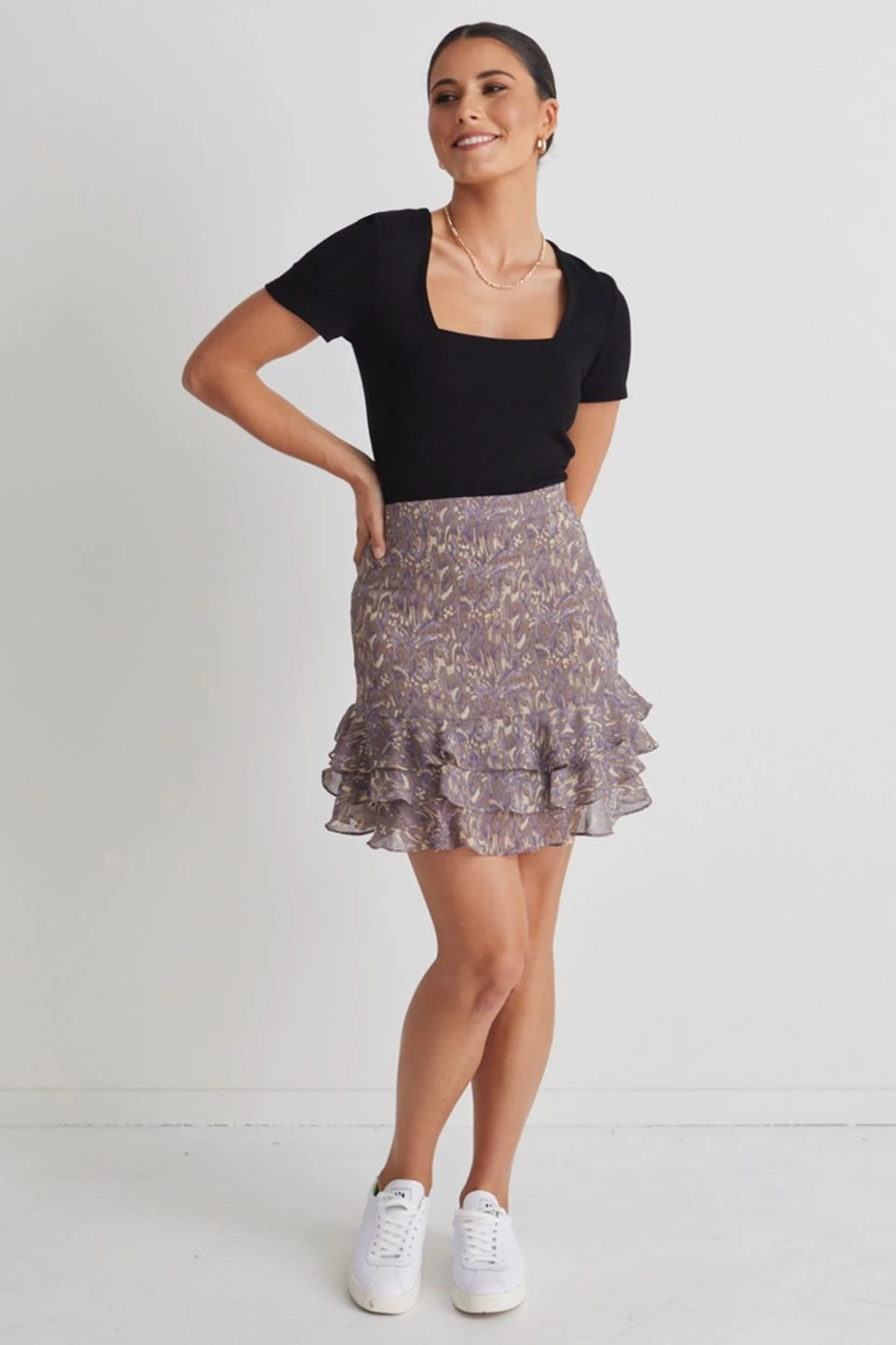 Darling Violet Smudge Triple Frill Mini Skirt 4 Darling Violet Smudge Triple Frill Mini Skirt - Image 2