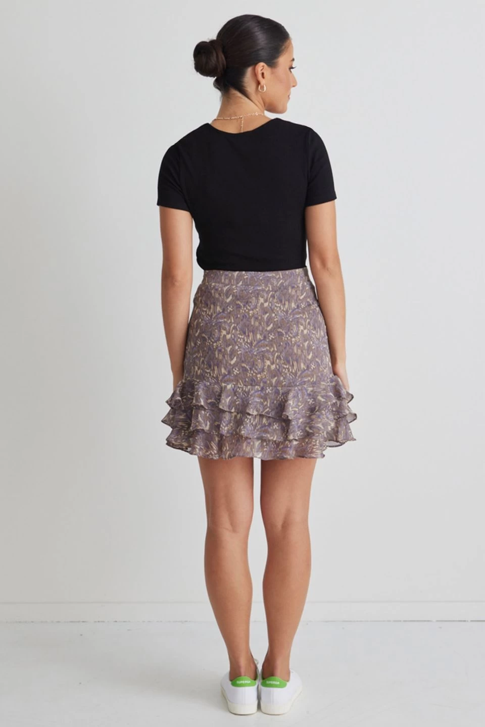 Darling Violet Smudge Triple Frill Mini Skirt 6 Darling Violet Smudge Triple Frill Mini Skirt - Image 4