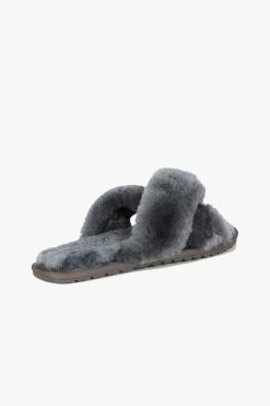 EMU Mayberry Charcoal Wool Crossover Slippers -Fashion Clothing Store emuslippergrey2