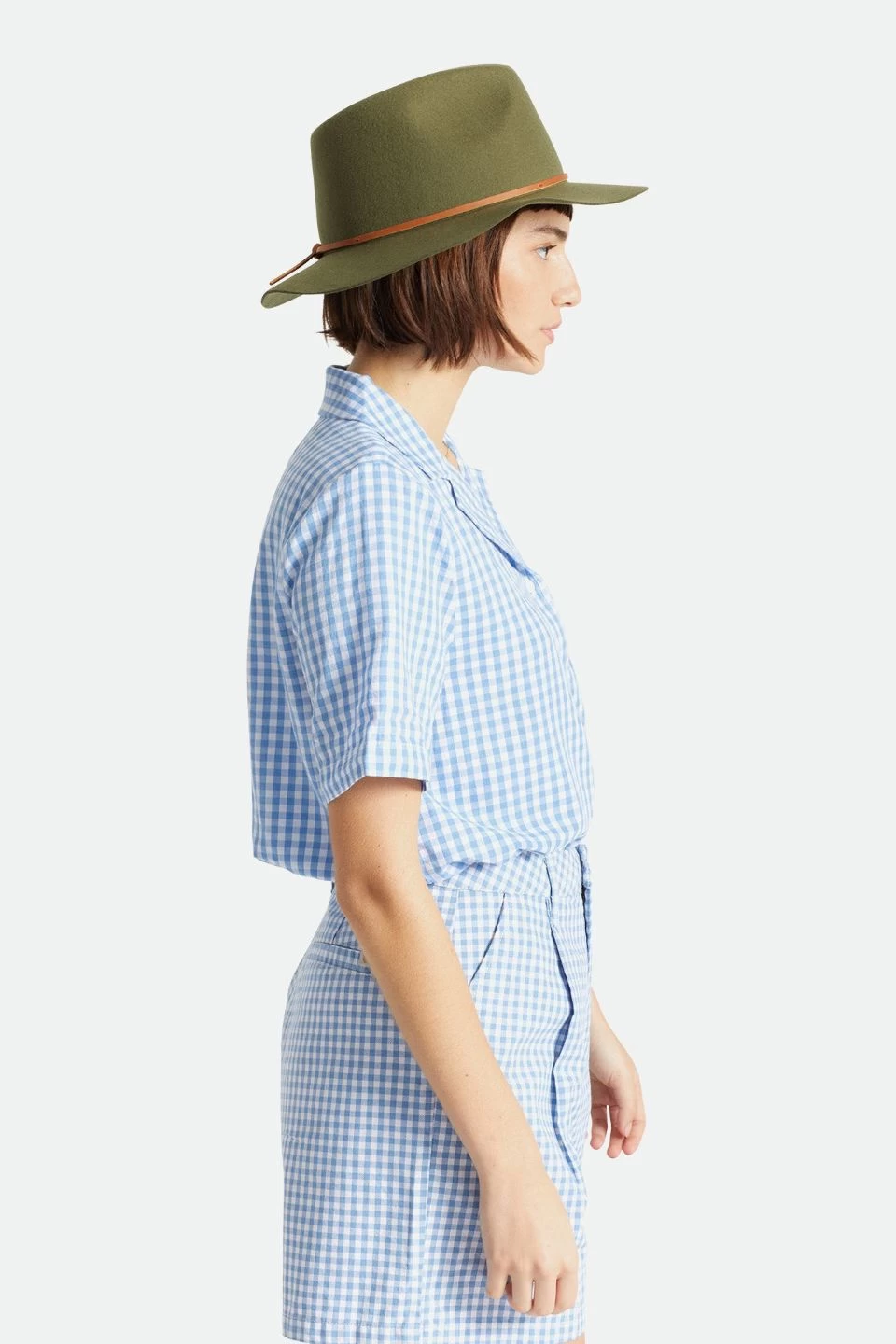 Brixton Wesley Fedora Military Olive Wool Felt Hat 6 Brixton Wesley Fedora Military Olive Wool Felt Hat - Image 4