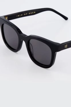 Eugene Black Sunglasses -Fashion Clothing Store eugene black closeup
