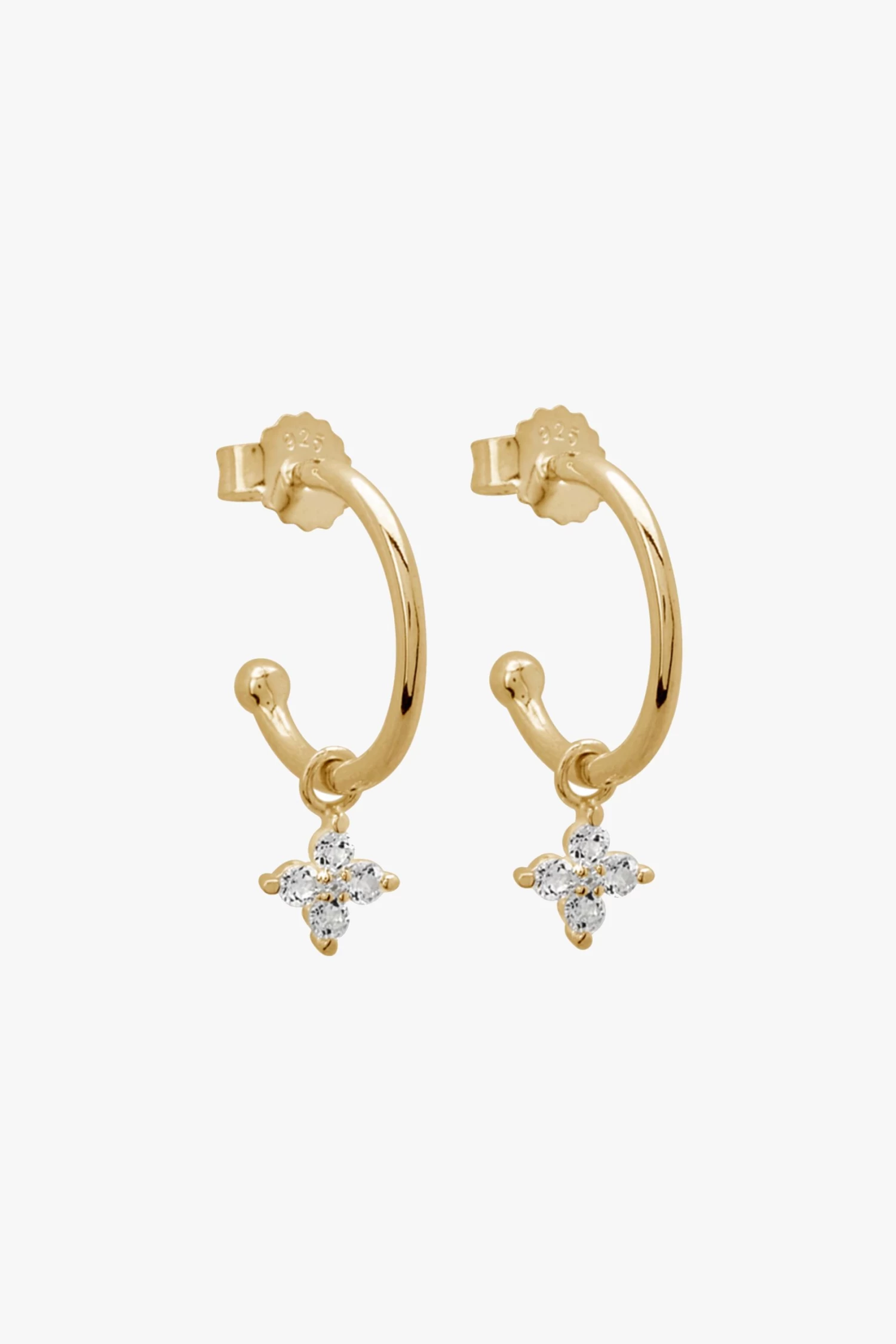 Clover Diamante 18k Gold Plated Hoop Earrings 3 Clover Diamante 18k Gold Plated Hoop Earrings