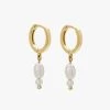 Double Pearl 18k Gold Plated Huggie Earrings 2 Double Pearl 18k Gold Plated Huggie Earrings -Fashion Clothing Store golddoublepearlhuggieearings