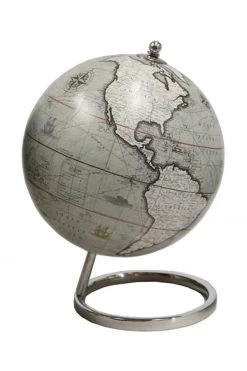 Green World Globe On Silver Stand 13cm