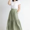 Hope Sage Linen Tiered Midi Skirt 2 Hope Sage Linen Tiered Midi Skirt -Fashion Clothing Store hopeskirtsage