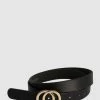 Brittany 27mm Black Leather Belt With Double Circle Gold Buckle -Fashion Clothing Store http static.theiconic.com .au p loop leather co 8073 2985701 1
