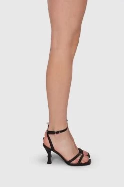 NUDE Atticus BlackDouble Strap Heel