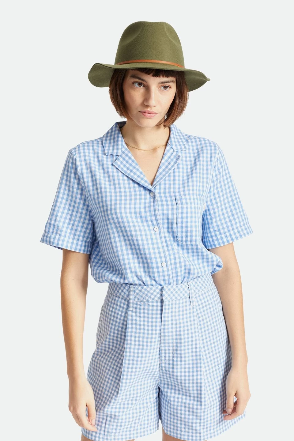 Brixton Wesley Fedora Military Olive Wool Felt Hat 5 Brixton Wesley Fedora Military Olive Wool Felt Hat - Image 3