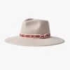 Brixton Jo Rancher Beige Wide Brim Aztec Band Felt Fedora Hat 1 Brixton Jo Rancher Beige Wide Brim Aztec Band Felt Fedora Hat -Fashion Clothing Store jorancherbeigehat