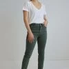 Lilian Washed Khaki Mid Rise Knee Panel Jean 2 Lilian Washed Khaki Mid Rise Knee Panel Jean -Fashion Clothing Store lilianjeanskhaki