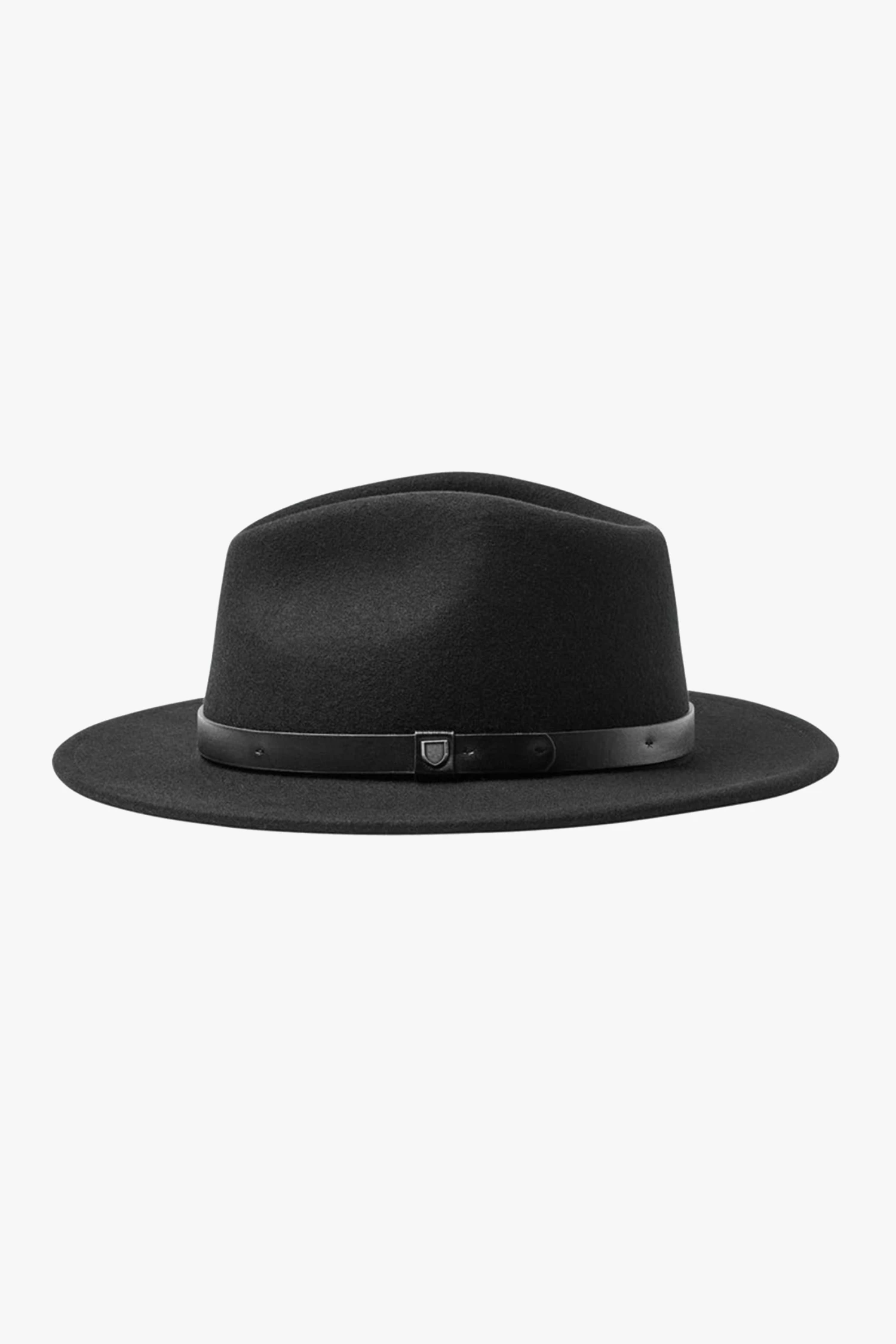 Brixton Messer Black Short Brim Black Band Packable Felt Fedora Hat 4 Brixton Messer Black Short Brim Black Band Packable Felt Fedora Hat - Image 2