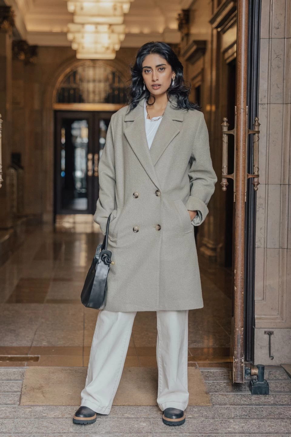 Montreal Sage Boucle Double Breasted Coat 3 Montreal Sage Boucle Double Breasted Coat