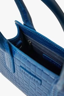 Paloma Cobalt Croc Recycled PU Mini Tote Crossbody Bag 8 Paloma Cobalt Croc Recycled PU Mini Tote Crossbody Bag -Fashion Clothing Store palomaminitotecolbolt
