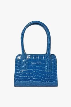 Paloma Cobalt Croc Recycled PU Mini Tote Crossbody Bag