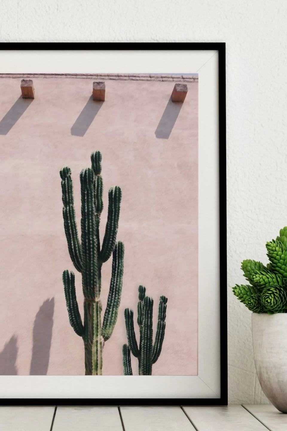 Pink Cacti White Framed A2 Print 4 Pink Cacti White Framed A2 Print - Image 2