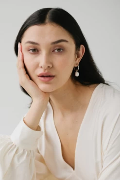 Pearl Silver Hoop Huggies -Fashion Clothing Store pearlhoophuggies3 1000x 1