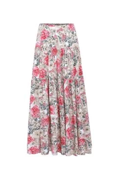 Playful Vintage Natural Floral Tiered Maxi Skirt 11 Playful Vintage Natural Floral Tiered Maxi Skirt -Fashion Clothing Store playfulskirtfloral3