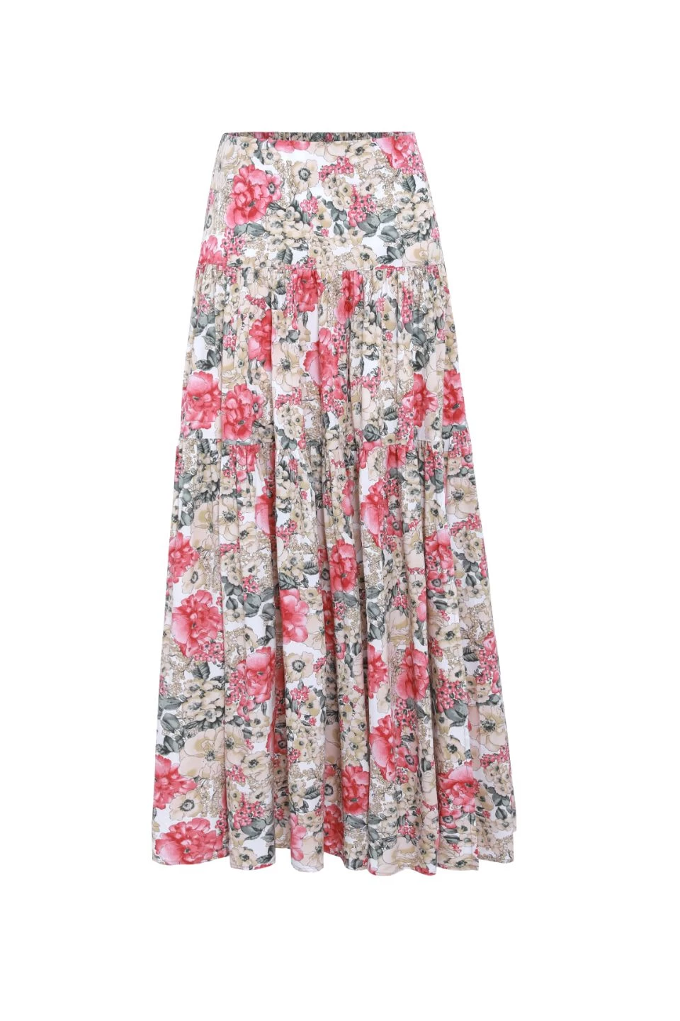 Playful Vintage Natural Floral Tiered Maxi Skirt 7 Playful Vintage Natural Floral Tiered Maxi Skirt - Image 5
