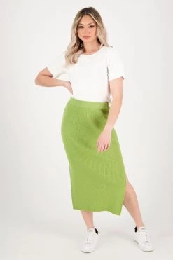 Possibility Green Rib Knit Skirt -Fashion Clothing Store possibilityribknitskirtgreen2 1