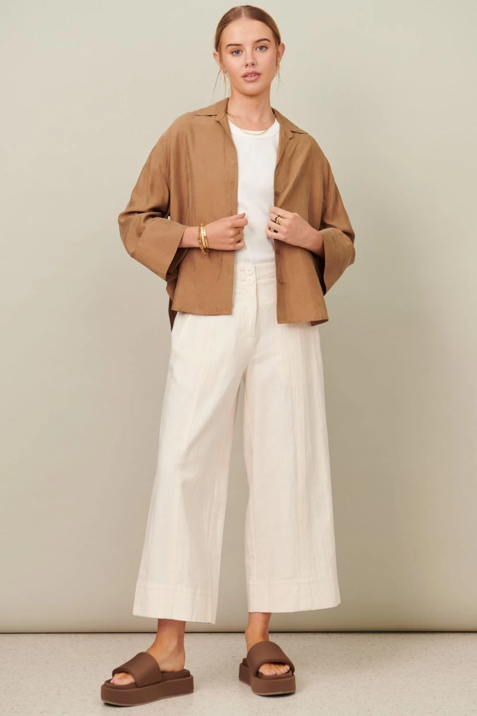 Cupro Khaki Three Quarter Sleeve Shirt 4 Cupro Khaki Three Quarter Sleeve Shirt - Image 2