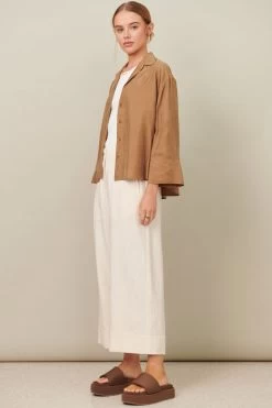 Cupro Khaki Three Quarter Sleeve Shirt