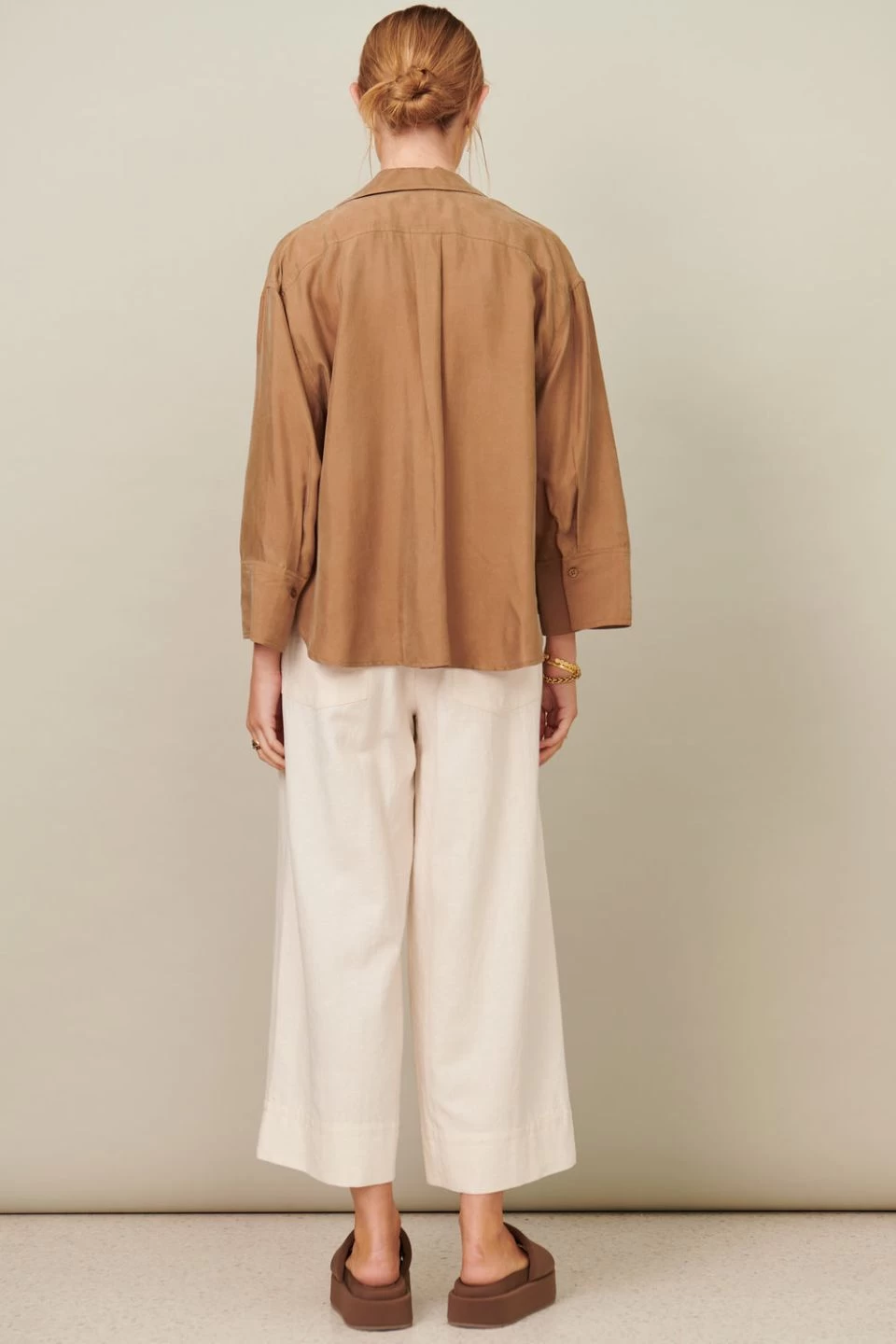 Cupro Khaki Three Quarter Sleeve Shirt 6 Cupro Khaki Three Quarter Sleeve Shirt - Image 4