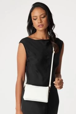 Tilly Multi Pocket White Leather Crossbody Clutch 9 Tilly Multi Pocket White Leather Crossbody Clutch -Fashion Clothing Store sabenss22tillywhitemodel1 5000x 1