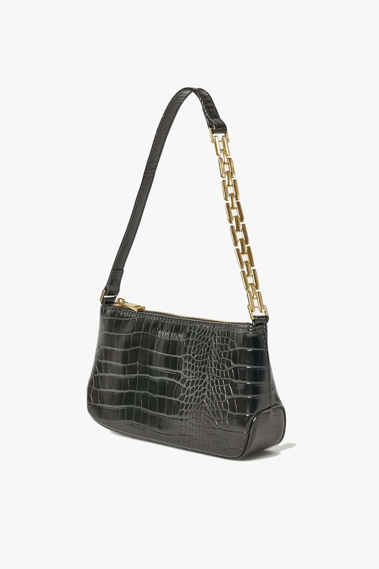 Small Samira Black Croc Gold Chain Strap Recycled PU Shoulder Bag 5 Small Samira Black Croc Gold Chain Strap Recycled PU Shoulder Bag - Image 3