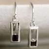 Realm Silver Square Sleeper Earring With Black Garnet 2 Realm Silver Square Sleeper Earring With Black Garnet -Fashion Clothing Store silverliningsrealmearring silver1