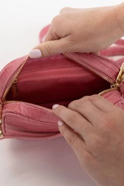 Small Times Hot Pink Croc Gold Hardware Leather Bag 8 Small Times Hot Pink Croc Gold Hardware Leather Bag -Fashion Clothing Store small times hot pink croc inside 1000x 1