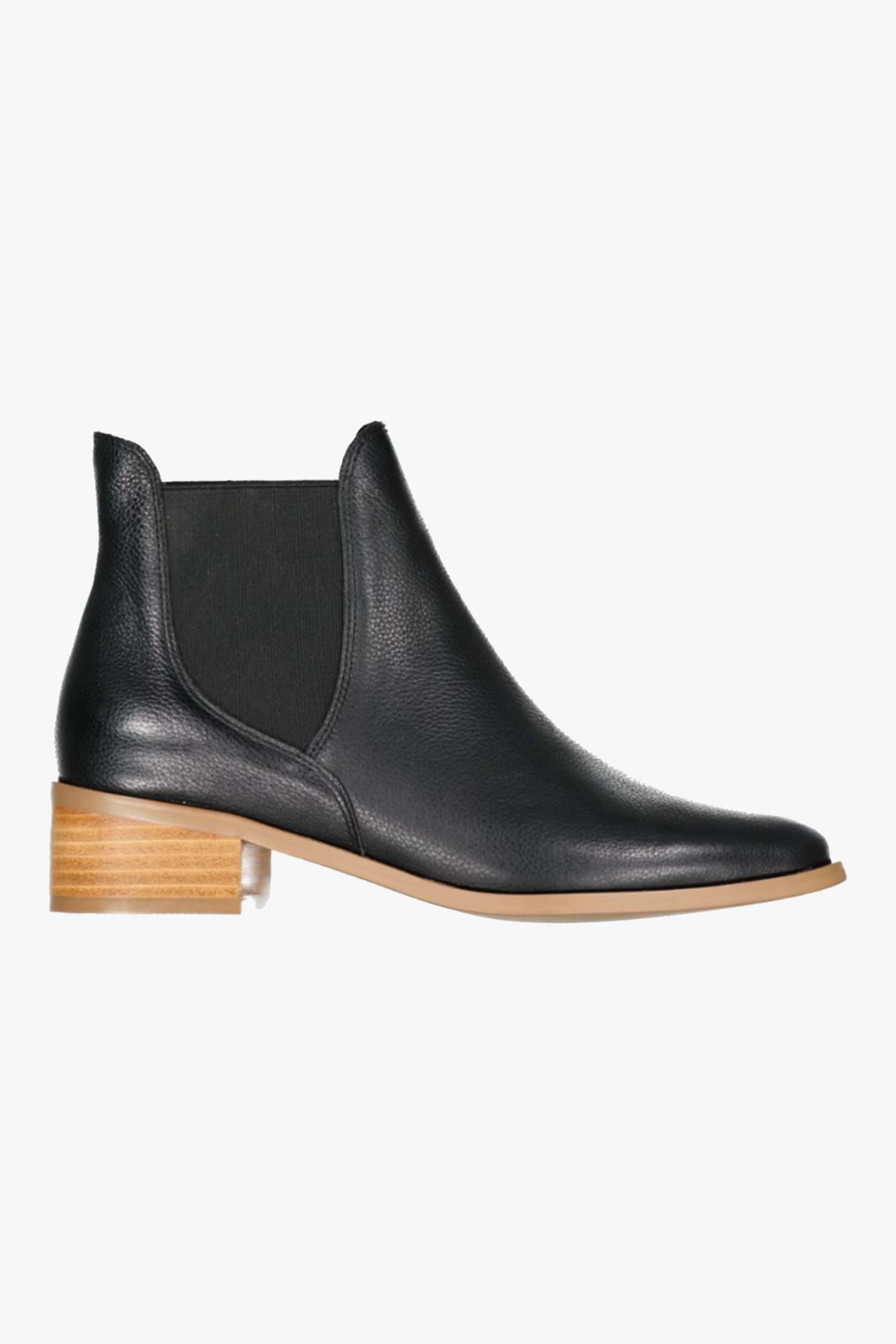 Snappy Black Milled Leather Chelsea Boot With Natural Sole 2 Snappy Black Milled Leather Chelsea Boot With Natural Sole