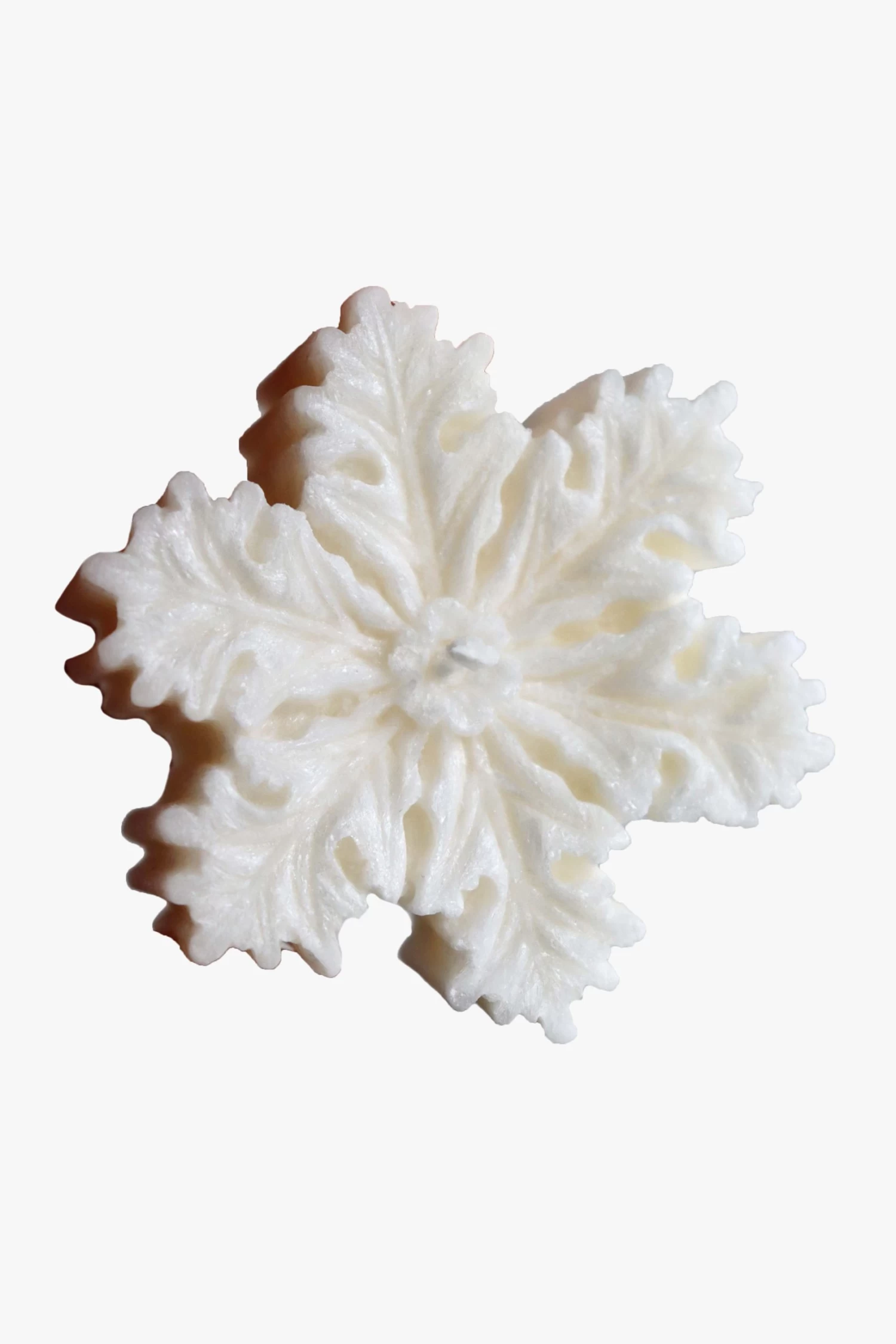 Snowflake Decorative White Candle 4 Snowflake Decorative White Candle - Image 2