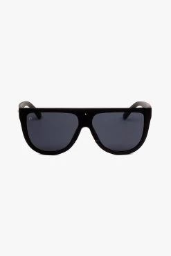 The Coco Flat Top Rounded Black With Black Lens Sunglasses