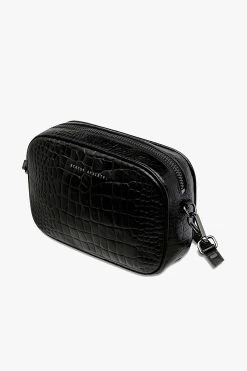 Plunder Black Croc Cross Body Bag 12 Plunder Black Croc Cross Body Bag -Fashion Clothing Store theplunderbagblackcrocside