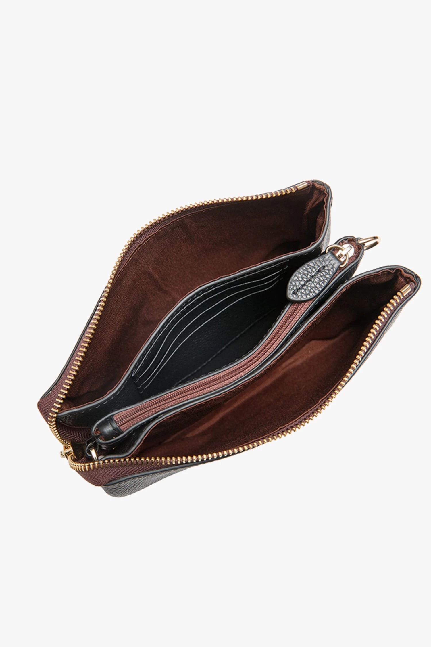 Tilly Multi Pocket Black Leather Crossbody Clutch 6 Tilly Multi Pocket Black Leather Crossbody Clutch - Image 4