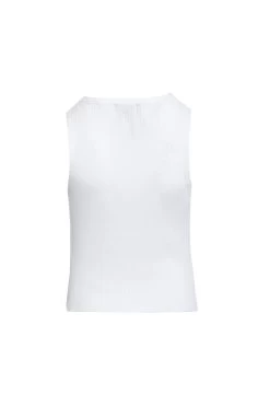 Uptown Ivory Rib Knit Cut Away Crop Tank -Fashion Clothing Store uptownribtopwhite2