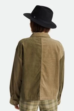 Brixton Messer Packable Fedora Black Wool Felt Hat -Fashion Clothing Store x1la3mspiv2trkxok8ym 1