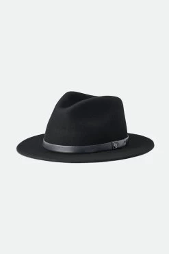 Brixton Messer Fedora Black Black Wool Felt Hat