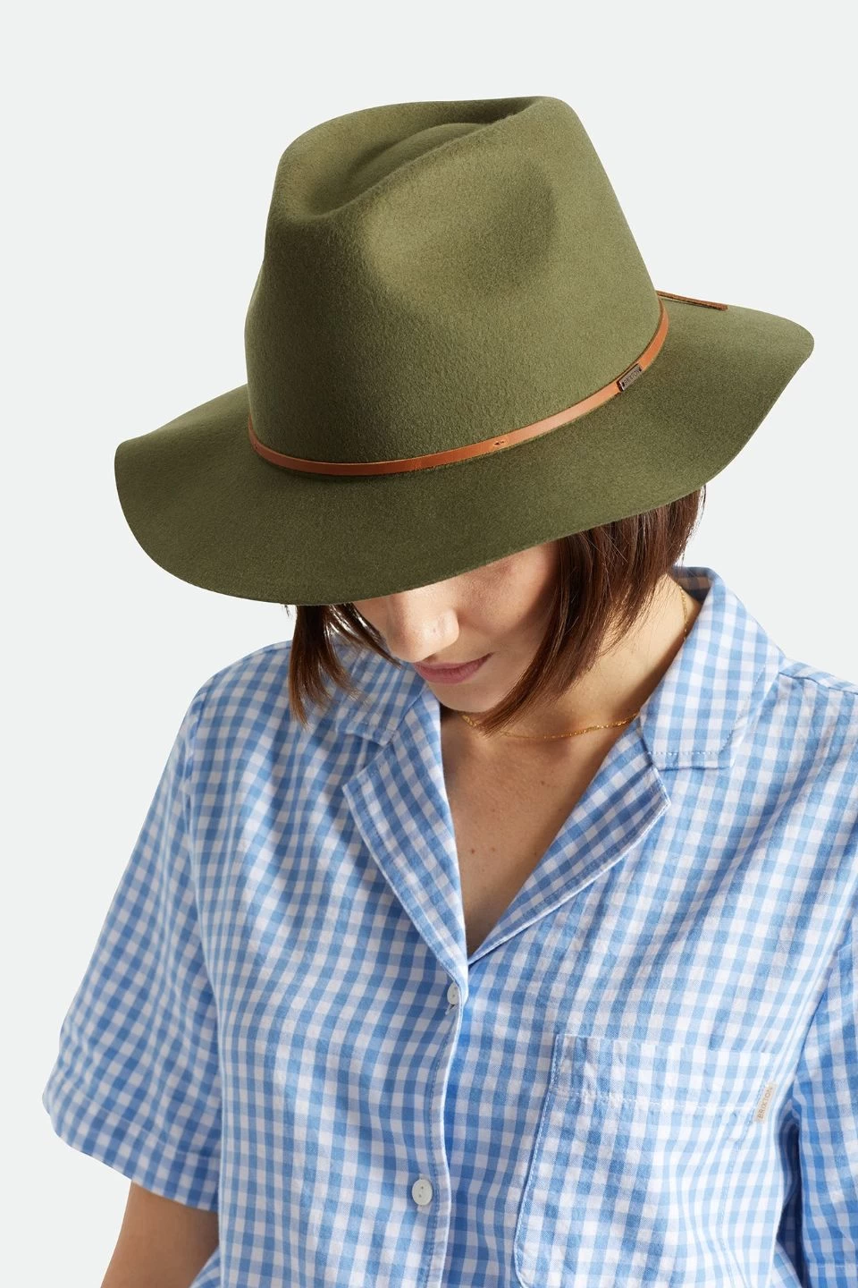Brixton Wesley Fedora Military Olive Wool Felt Hat 4 Brixton Wesley Fedora Military Olive Wool Felt Hat - Image 2